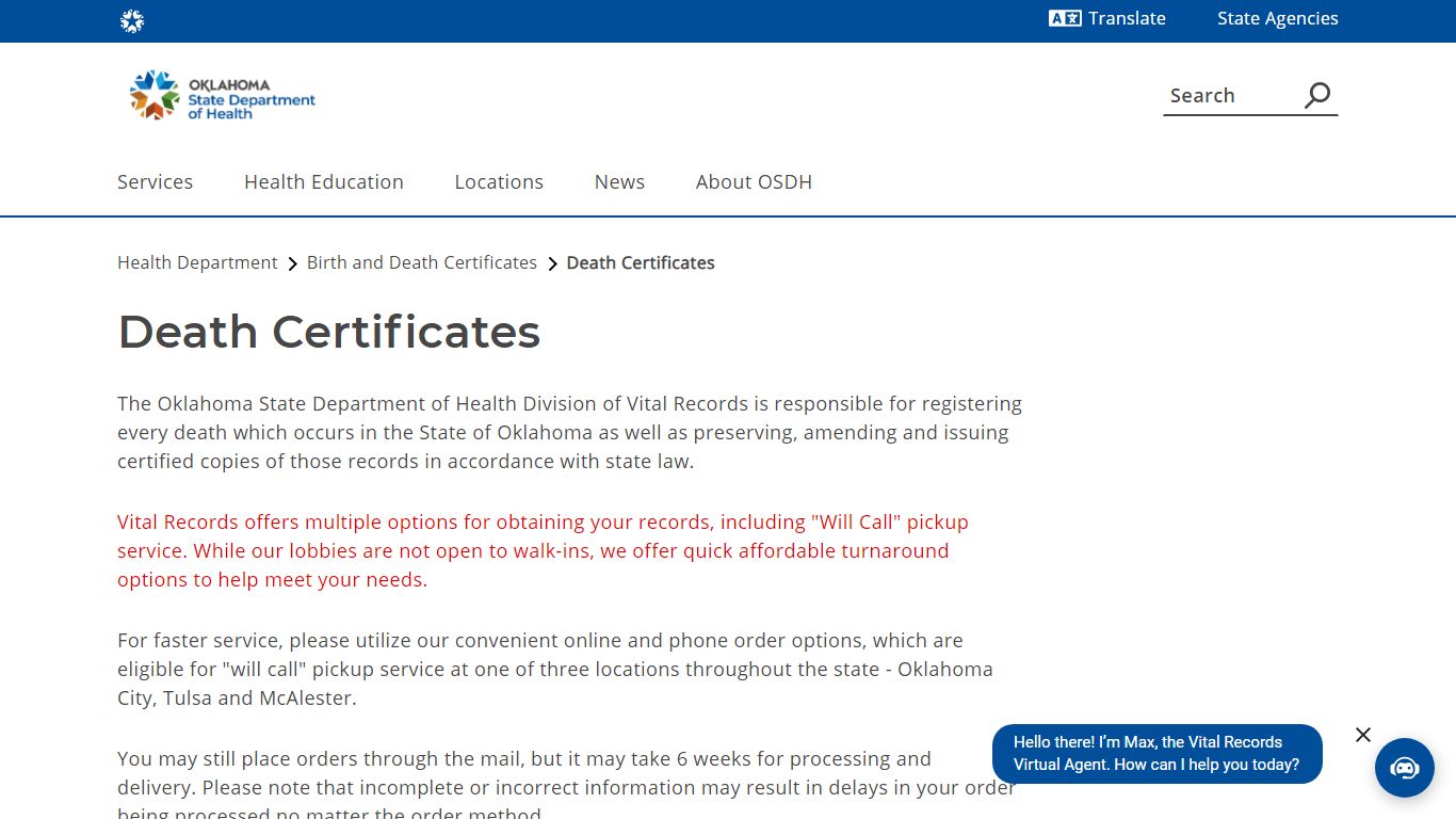 Death Certificates - Oklahoma.gov